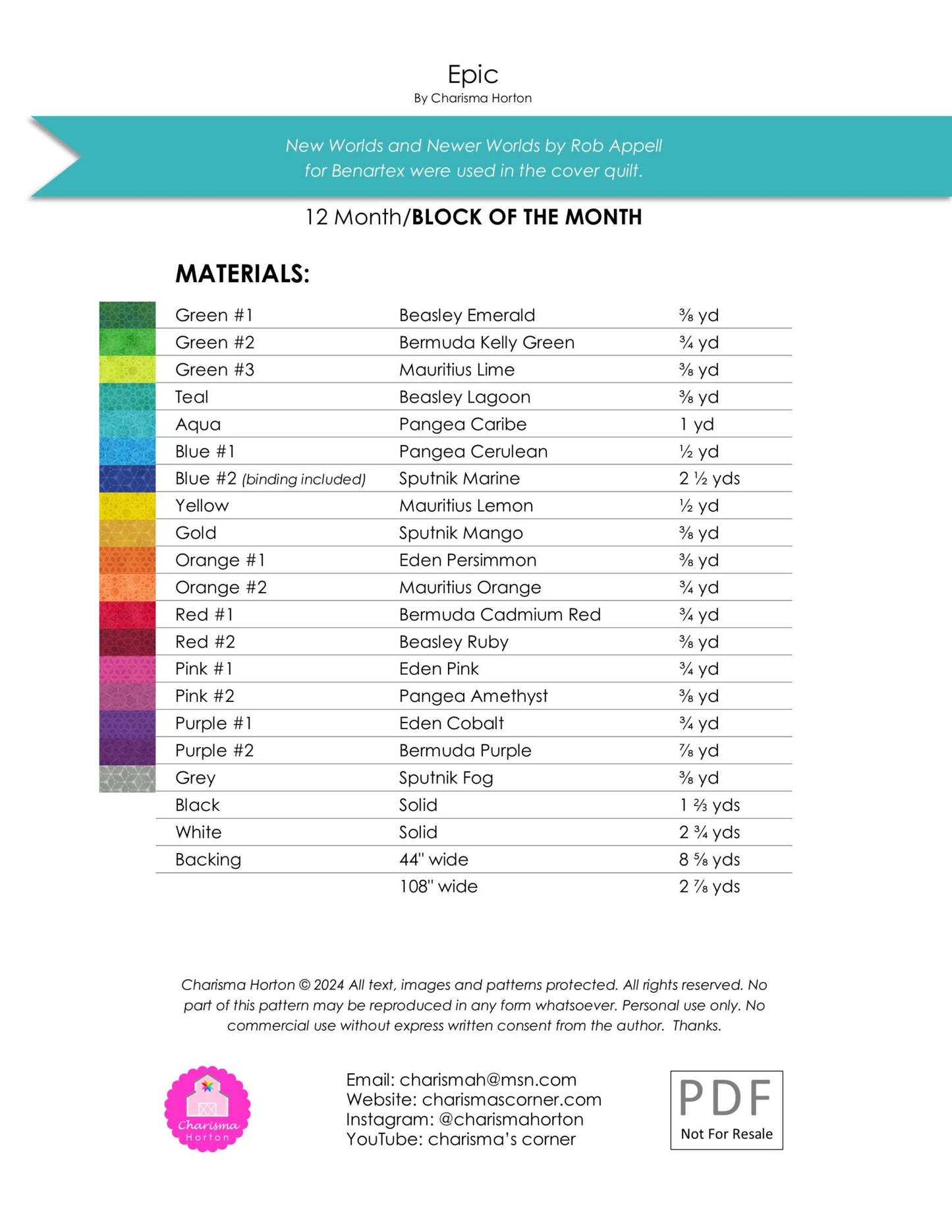 Epic Quilt Pattern Booklet