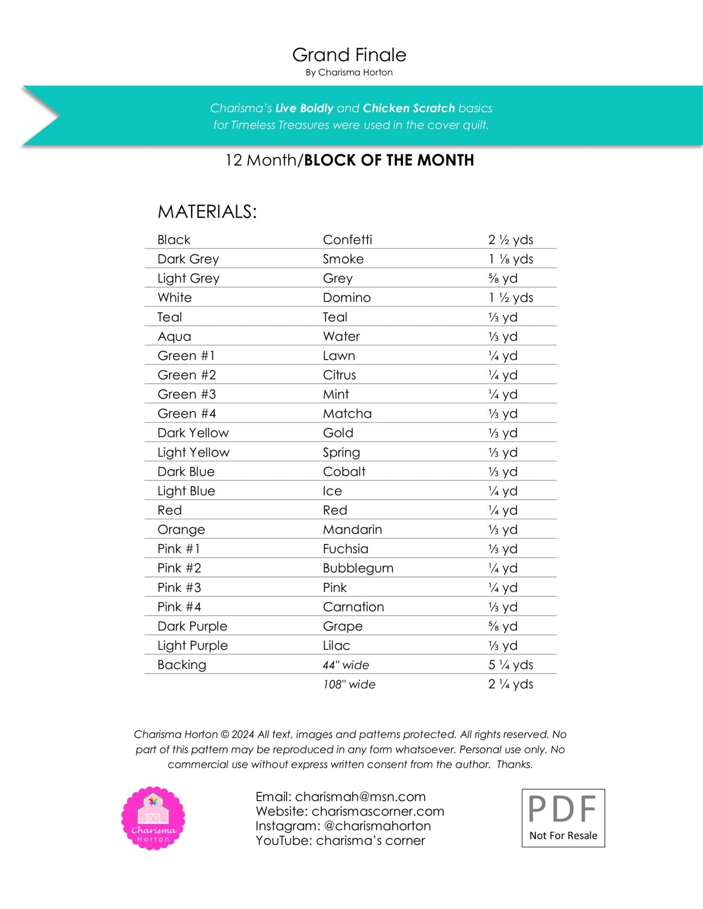 Grand Finale Pattern Booklet