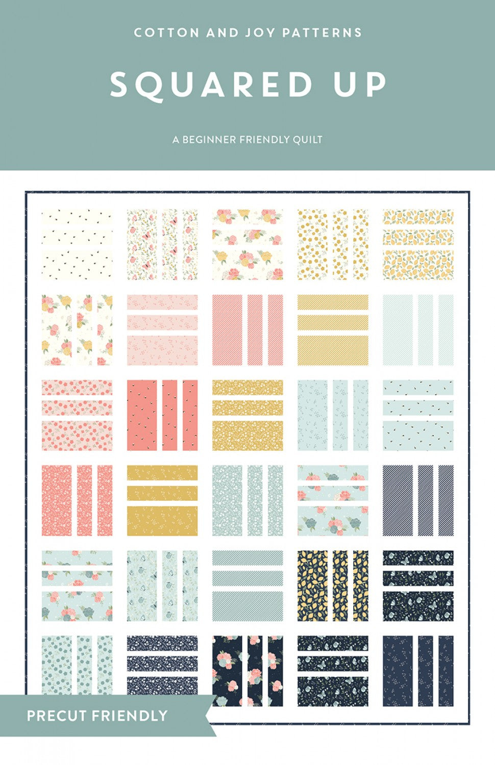 Squared Up Quilt Kit Throw Size - Light/Tiny Dots and Stripes